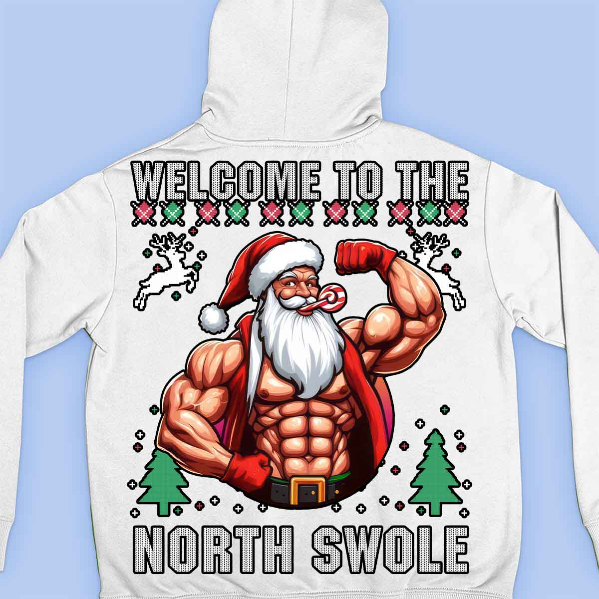 North Swole - Impressão traseira unissex com capuz premium