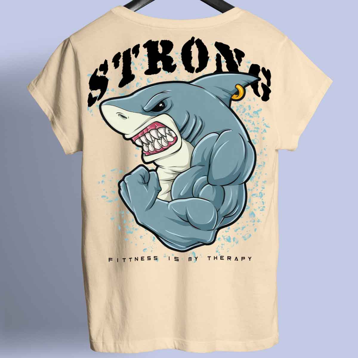 Strong Shark - Camiseta Premium Unissex Backprint