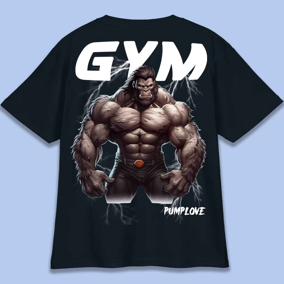 Gym Gorilla - Camiseta Oversize Unissex com Estampa Traseira