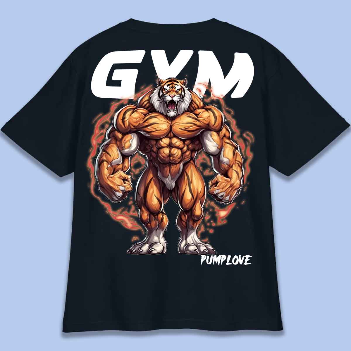 Gym Tiger - Camiseta Oversize Unissex com Estampa Traseira