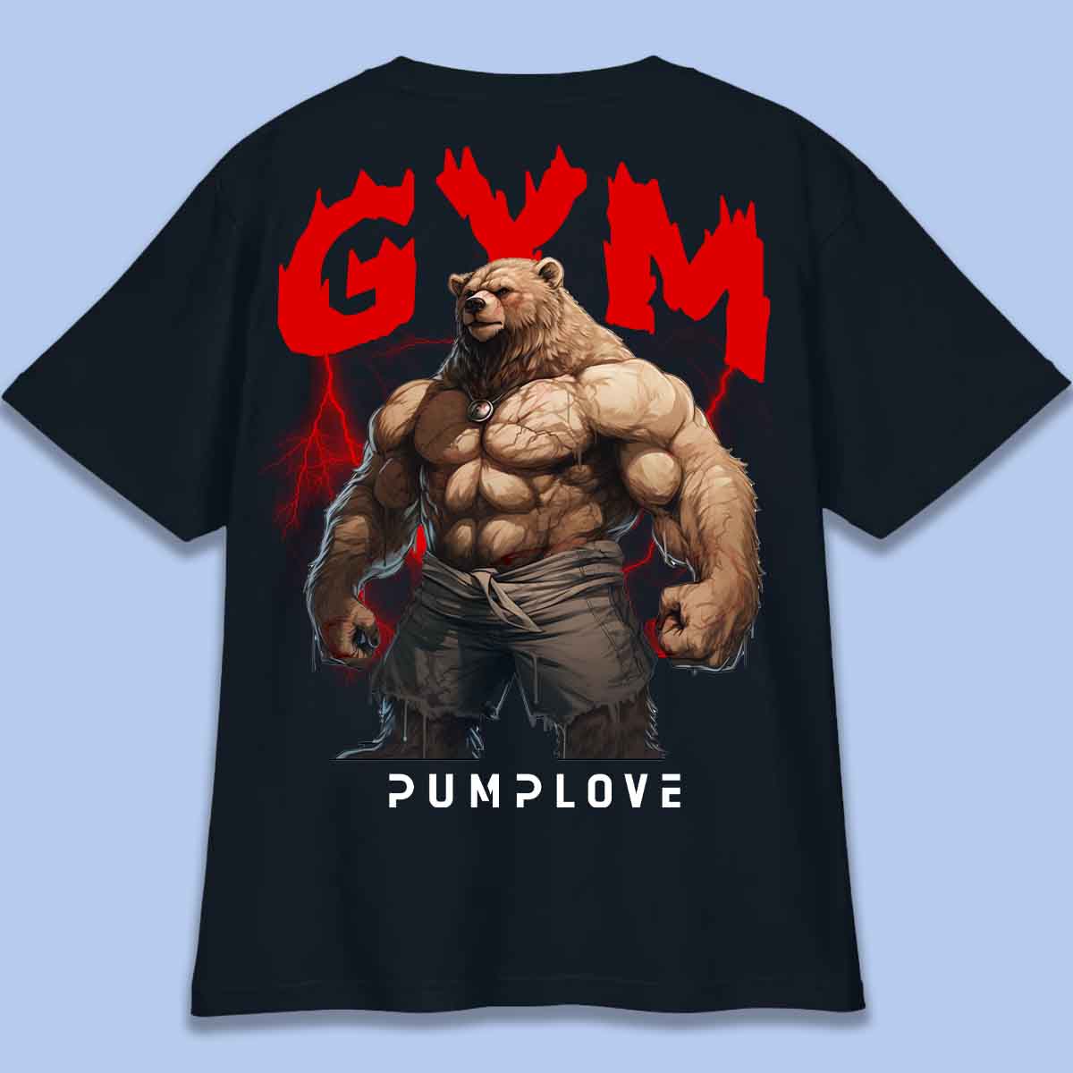 Gym Bear - Camiseta Oversize Unissex com Estampa Traseira