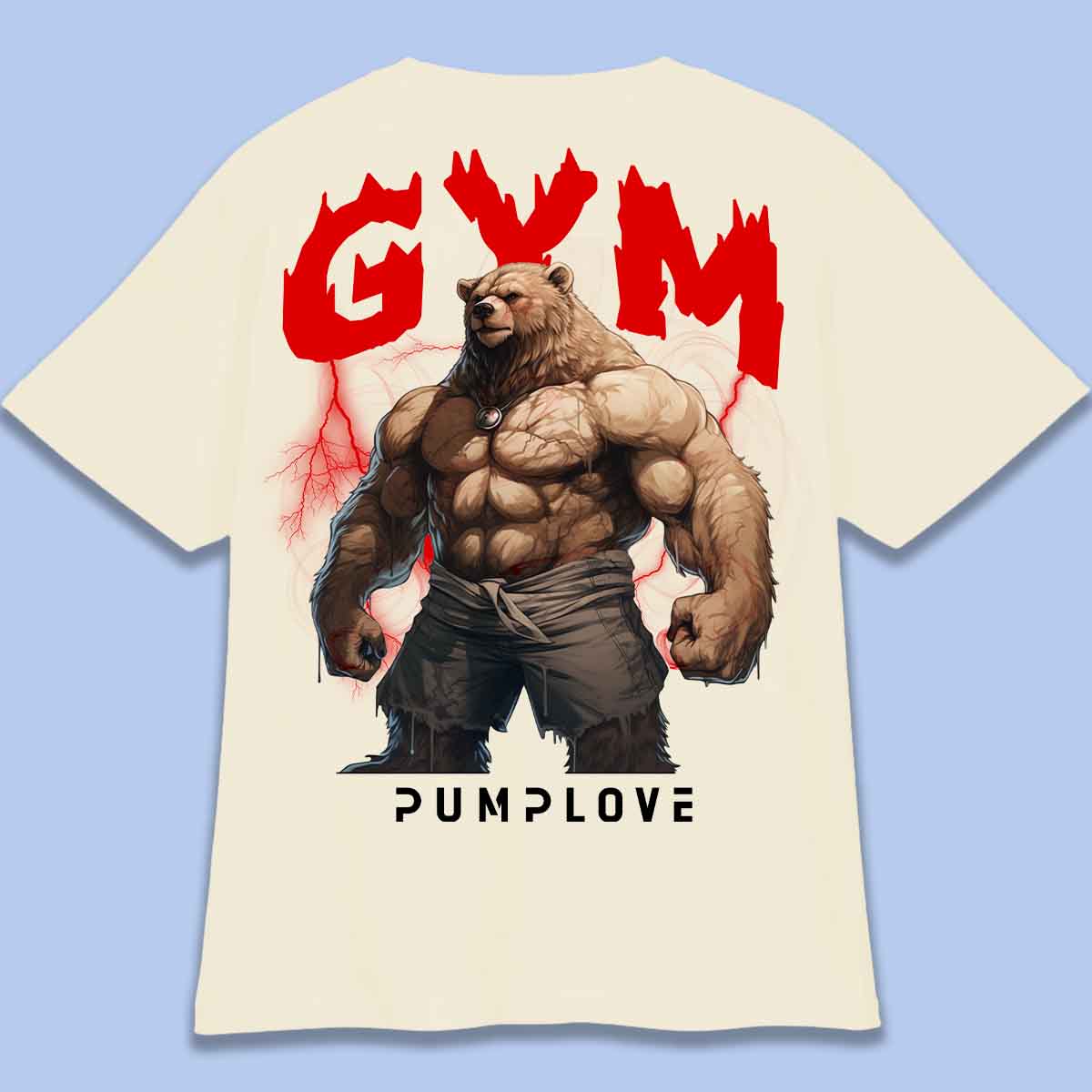 Gym Bear - Camiseta Oversize Unissex com Estampa Traseira