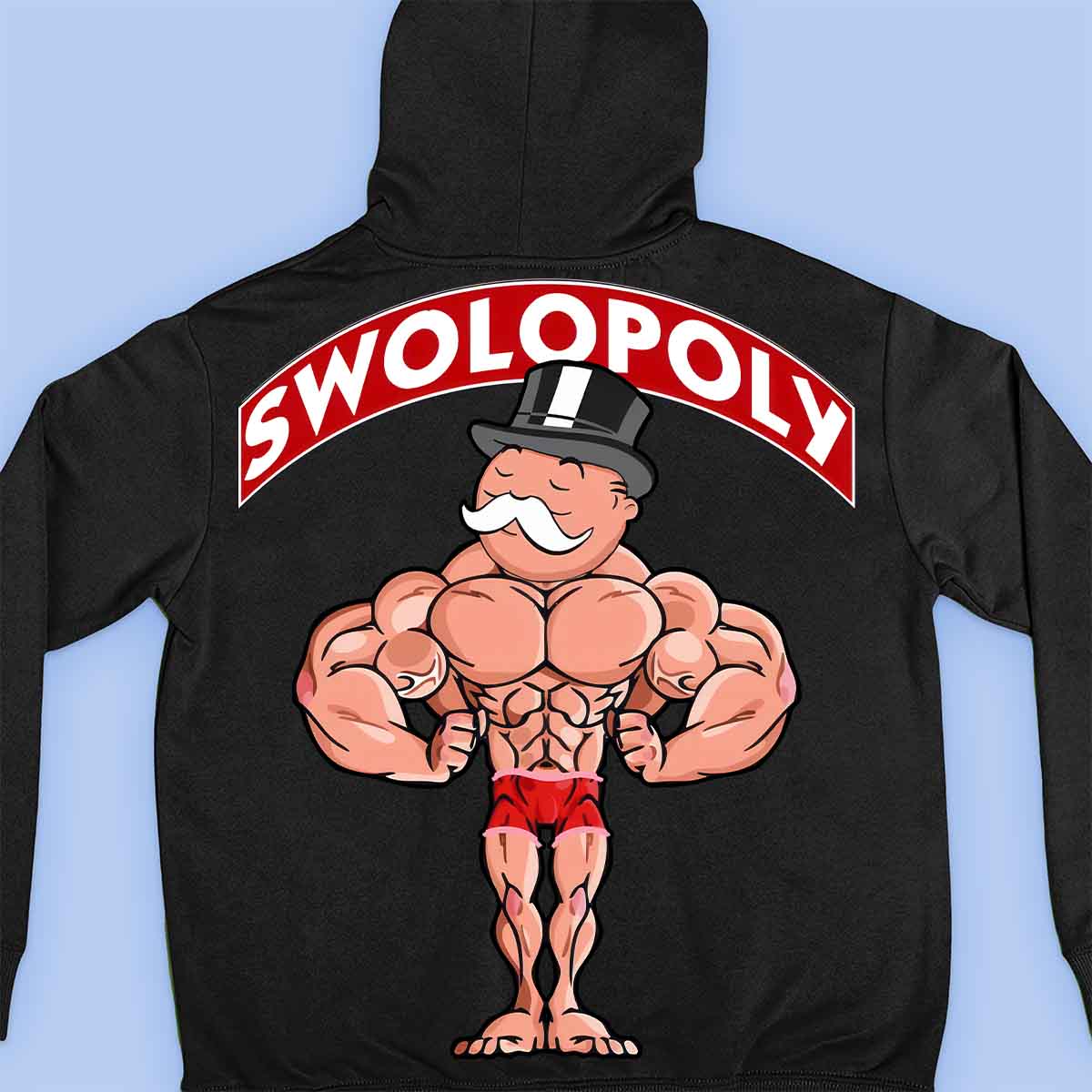 Swolopoly - Impressão traseira unissex com capuz premium