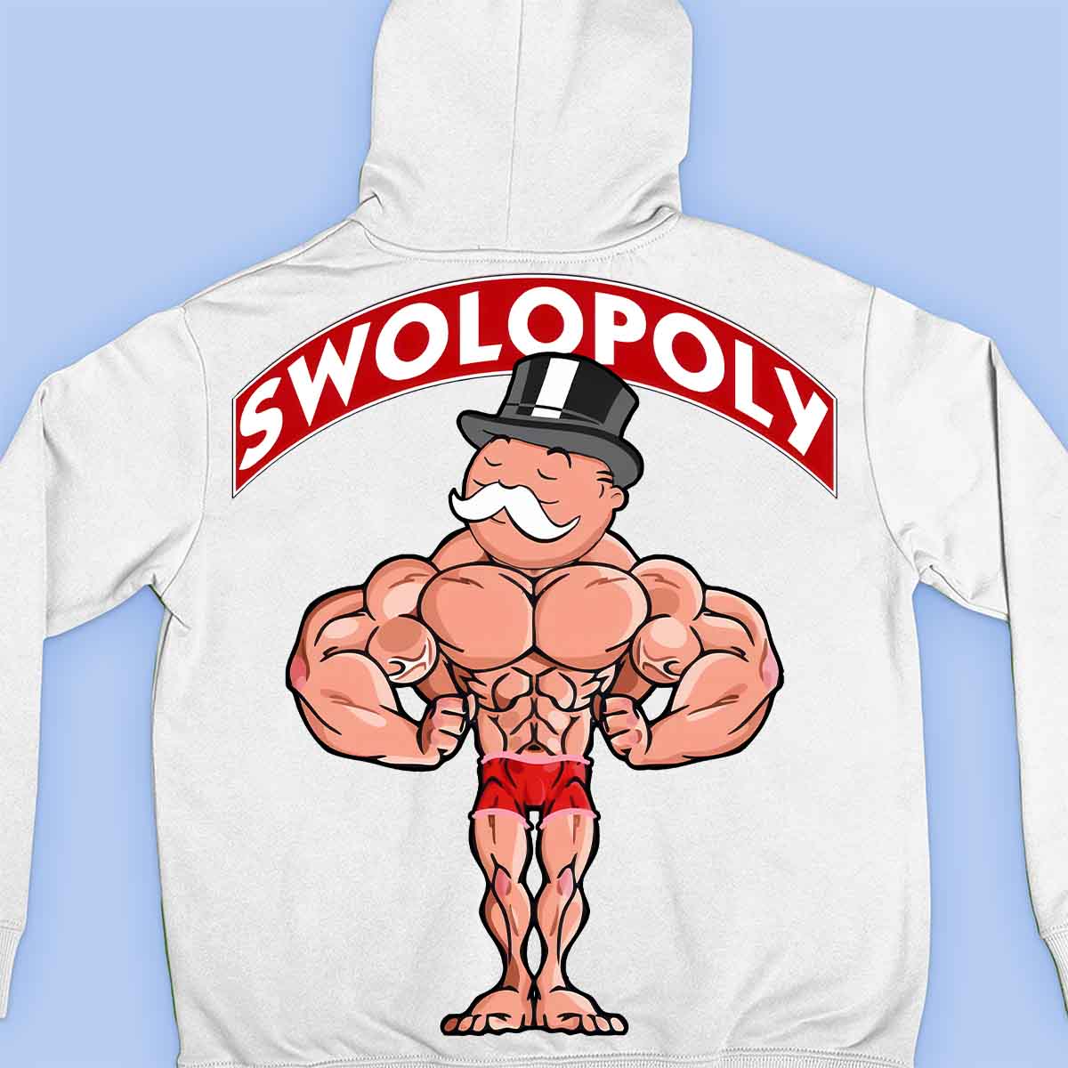 Swolopoly - Impressão traseira unissex com capuz premium