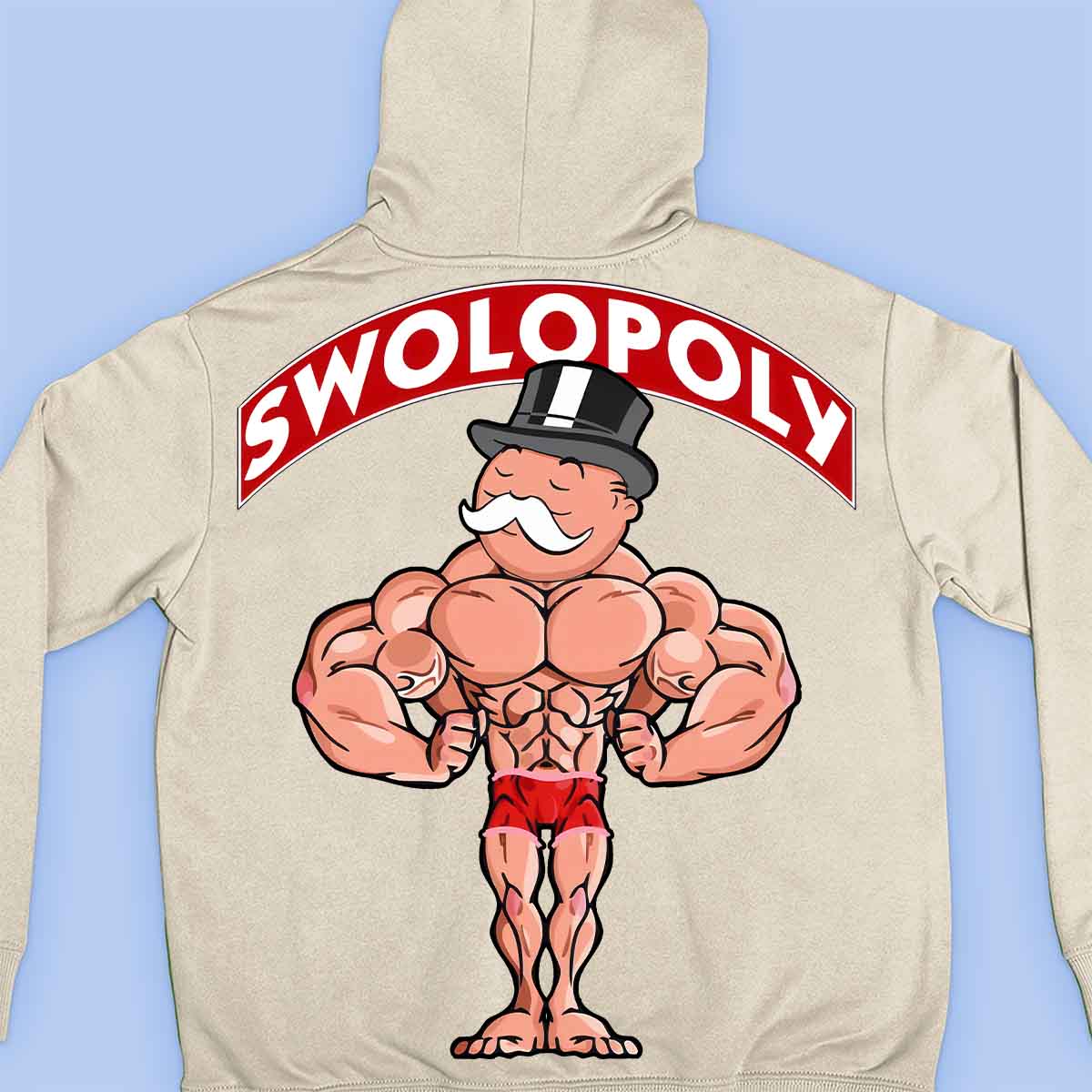 Swolopoly - Impressão traseira unissex com capuz premium